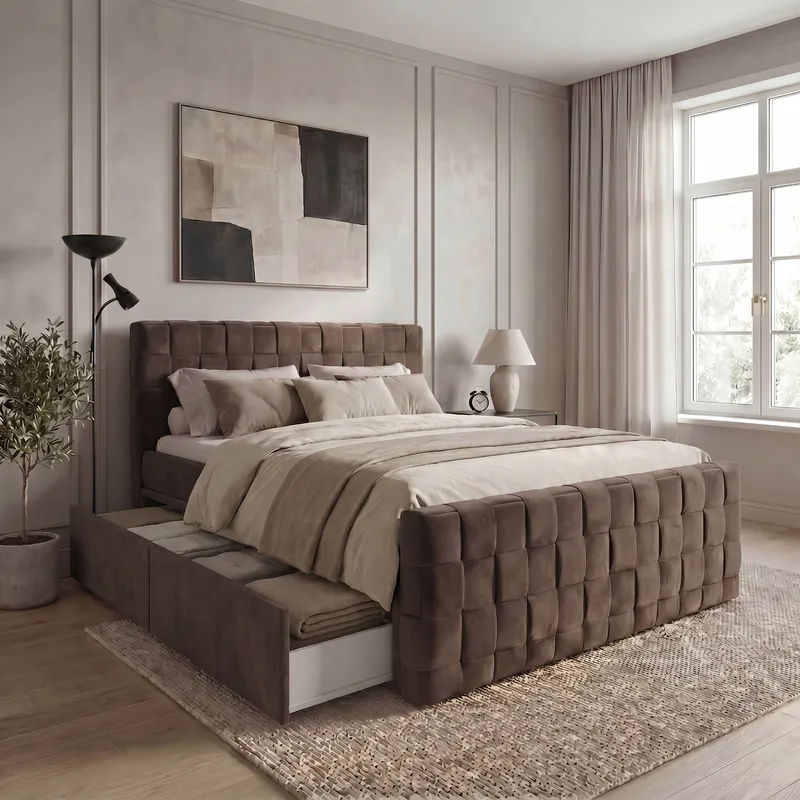 Sängpaket Kontinentalsäng Tyrosen 180x200 cm med Lådförvaring - Mörk espresso - Möbler - Säng - Kontinentalsäng