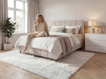 Sängpaket Kontinentalsäng Vyrosen 160x200 cm med Lyftförvaring - krämbeige - Möbler - Säng - Kontinentalsäng