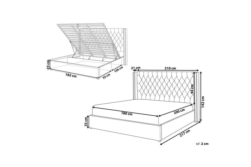 Sängram & Sängstomme Säng med förvaring Lubbon Black||Silver 180x200 - Möbler - Säng - Sängram & sängstomme