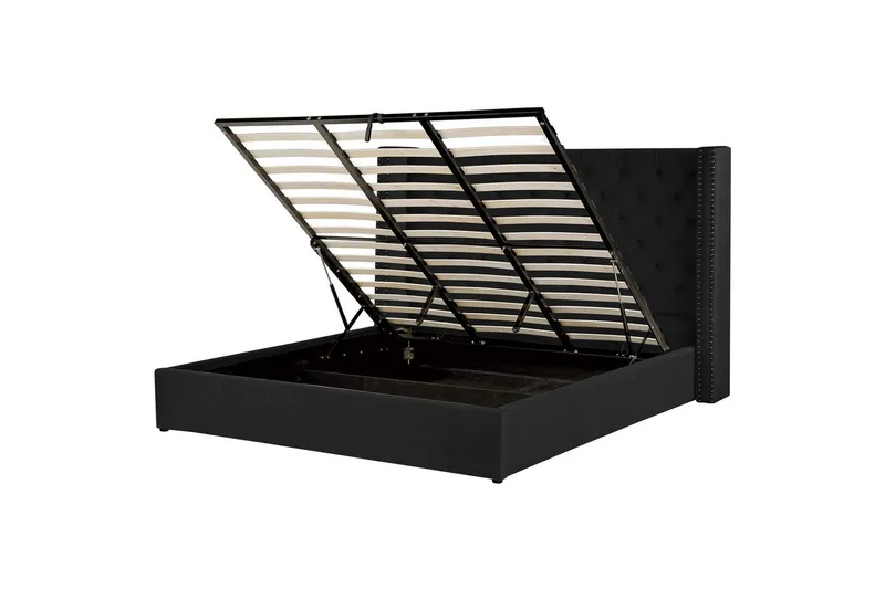 Sängram & Sängstomme Säng med förvaring Lubbon Black||Silver 180x200, undefined