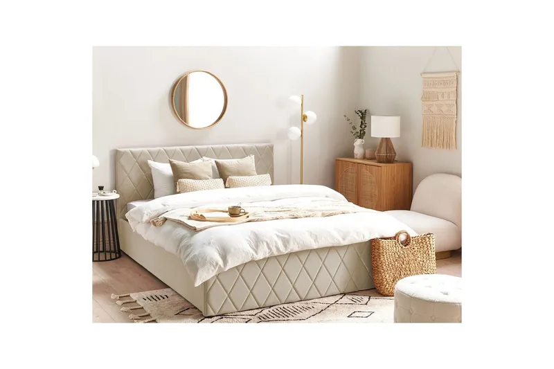 Sängram & Sängstomme Säng med förvaring Rochefort Beige 160x200 - Möbler - Säng - Sängram & sängstomme