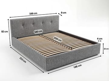 Sängram Deylinor 160x200 cm med Lyftförvaring - grå - Möbler - Säng - Sängram & sängstomme