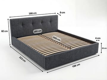 Sängram Deylinor 160x200 cm med Lyftförvaring - Grafitgrå - Möbler - Säng - Sängram & sängstomme