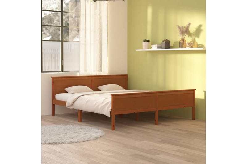Sängram honungsbrun massiv furu 180x200 cm - Honungsbrun - Möbler - Säng - Sängram & sängstomme