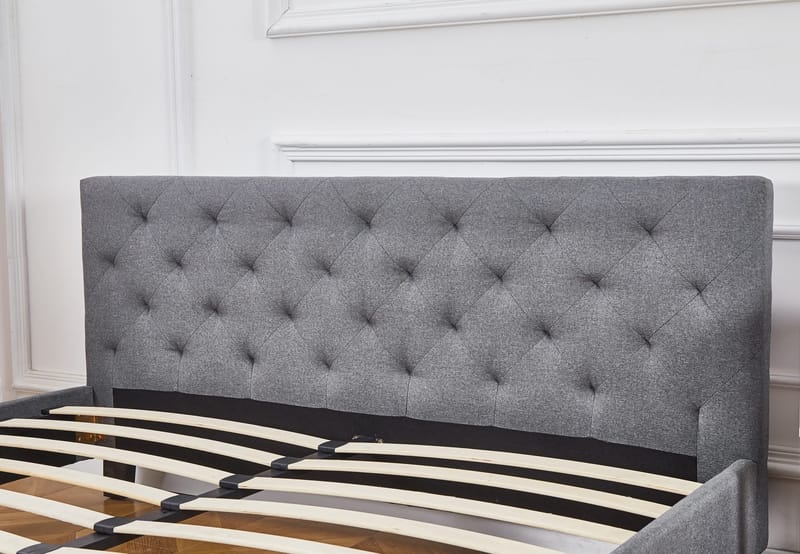 Sängram inklusive sänggavel 160 x 200 cm - Grå - Grå - Möbler - Säng - Sängram & sängstomme