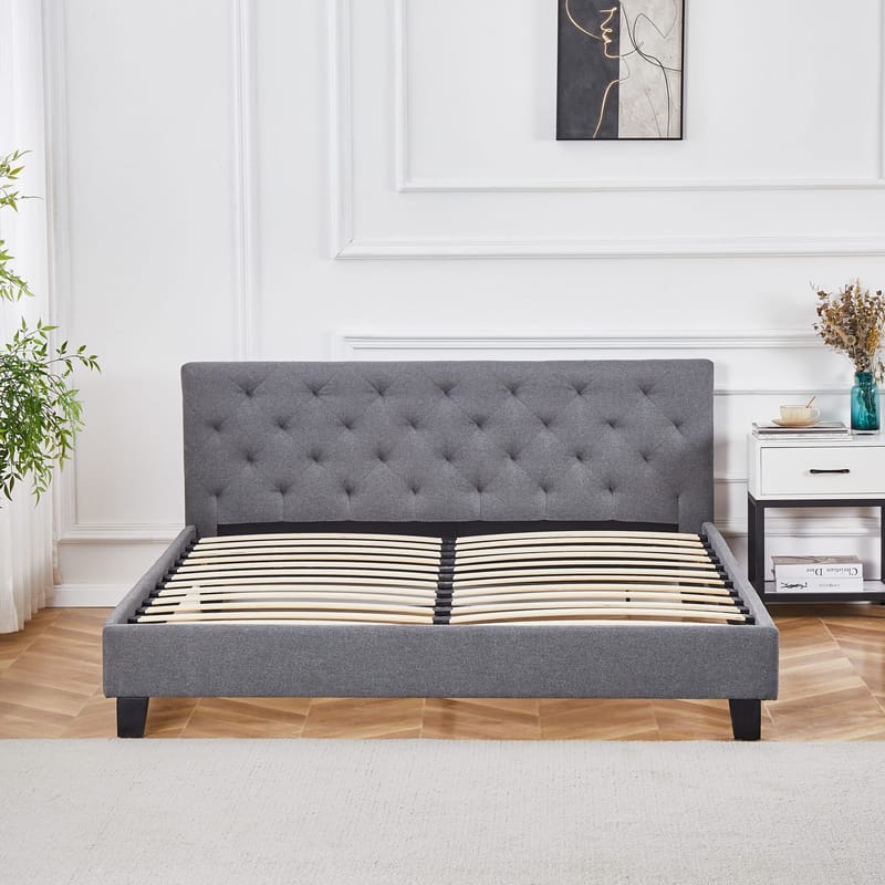 Sängram inklusive sänggavel 160 x 200 cm - Grå, Grå