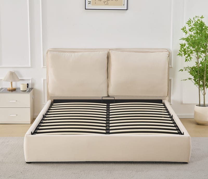 Sängram lyx 160 x 200 cm - Beige - Beige - Möbler - Säng - Sängram & sängstomme