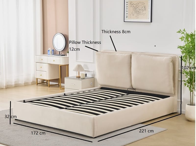 Sängram lyx 160 x 200 cm - Beige - Beige - Möbler - Säng - Sängram & sängstomme