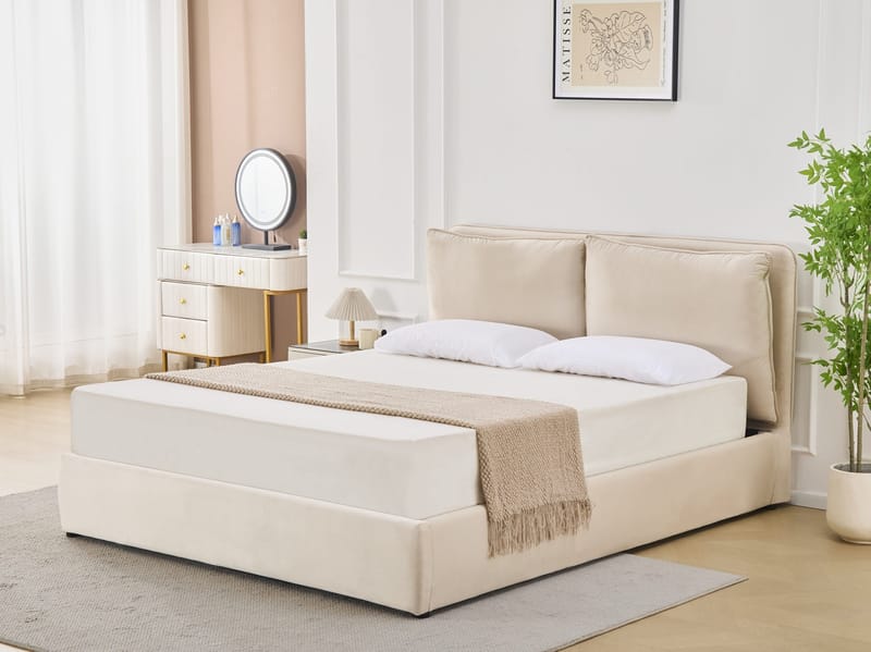 Sängram lyx 160 x 200 cm - Beige - Beige - Möbler - Säng - Sängram & sängstomme