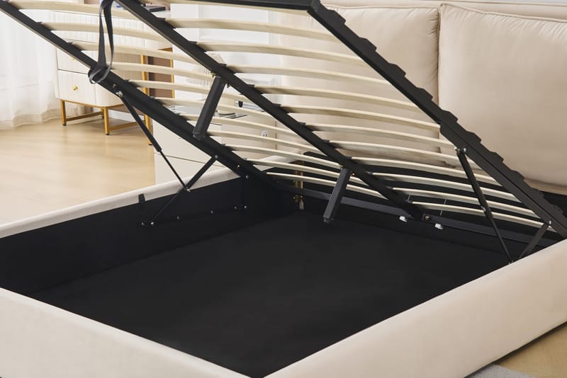 Sängram lyx 160 x 200 cm - Beige - Beige - Möbler - Säng - Sängram & sängstomme