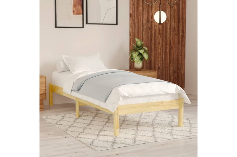 Sängram massiv furu 75x190 cm - Brun - Möbler - Säng - Sängram & sängstomme