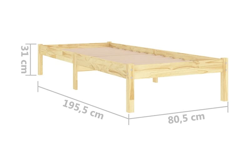 Sängram massiv furu 75x190 cm - Brun - Möbler - Säng - Sängram & sängstomme