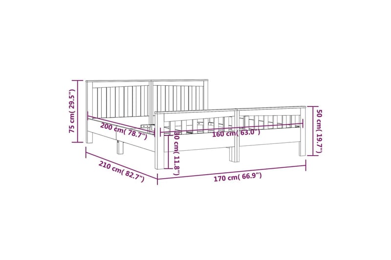 Sängram massiv teak 160x200 cm - Brun - Möbler - Säng - Sängram & sängstomme