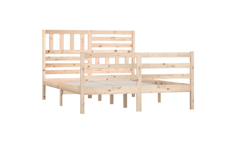 Sängram massivt trä 135x190 cm dubbel - Brun - Möbler - Säng - Sängram & sängstomme