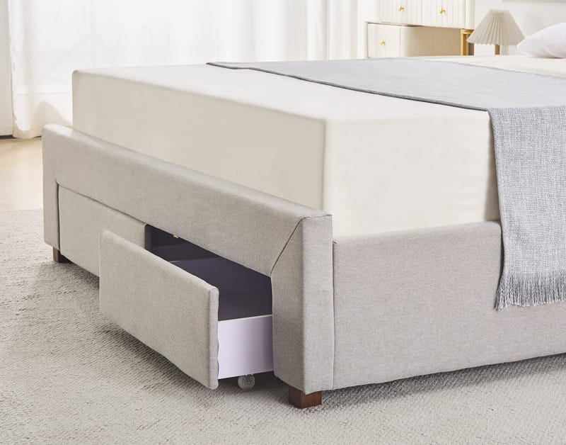 Sängram med förvaring 160 x 200 cm - Grå - Grå - Möbler - Säng - Sängram & sängstomme