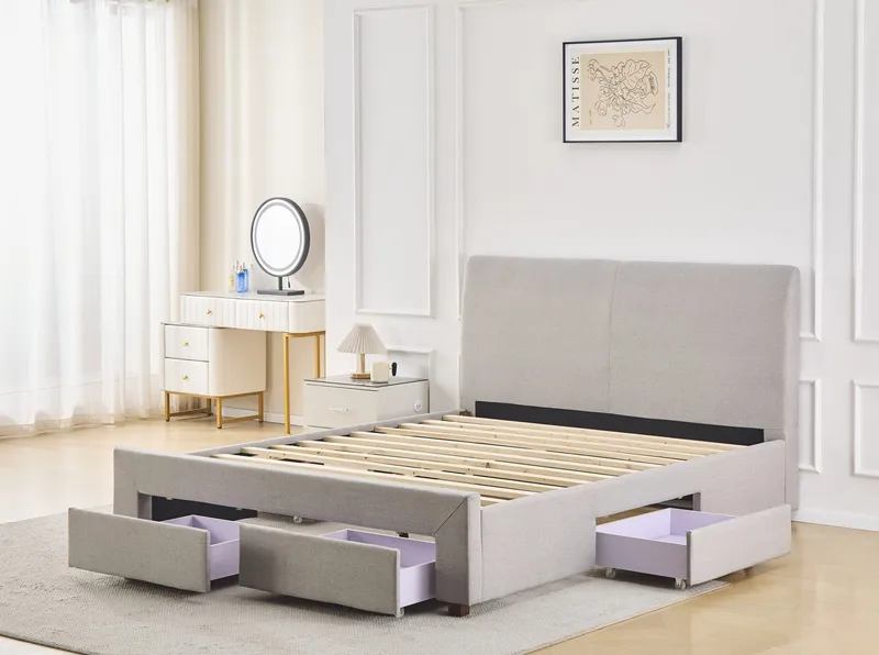 Sängram med förvaring 160 x 200 cm - Grå - Grå - Möbler - Säng - Sängram & sängstomme