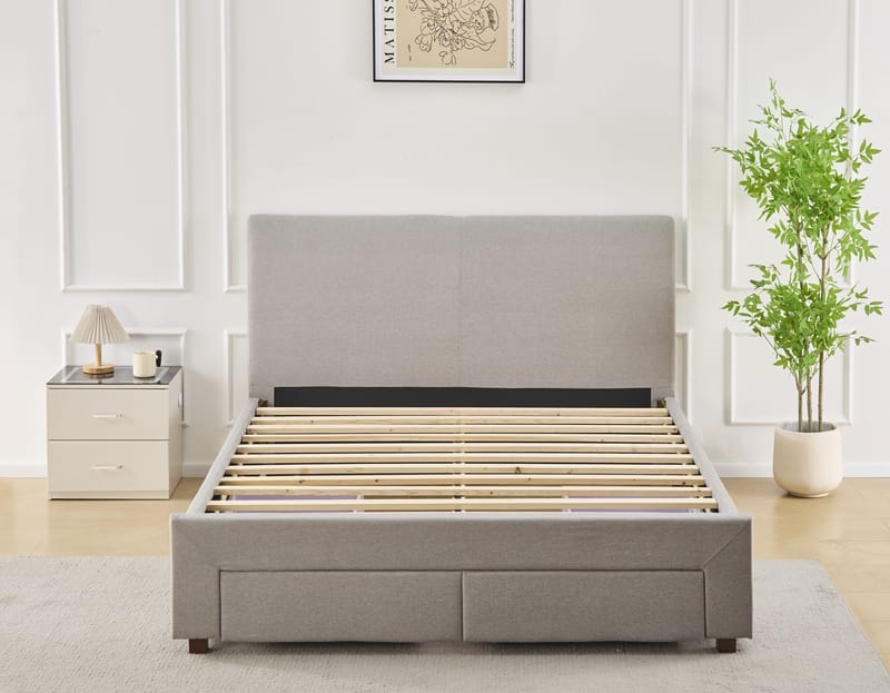 Sängram med förvaring 160 x 200 cm - Grå - Grå - Möbler - Säng - Sängram & sängstomme