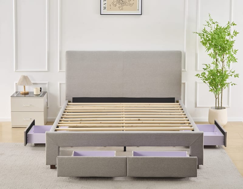 Sängram med förvaring 160 x 200 cm - Grå - Grå - Möbler - Säng - Sängram & sängstomme
