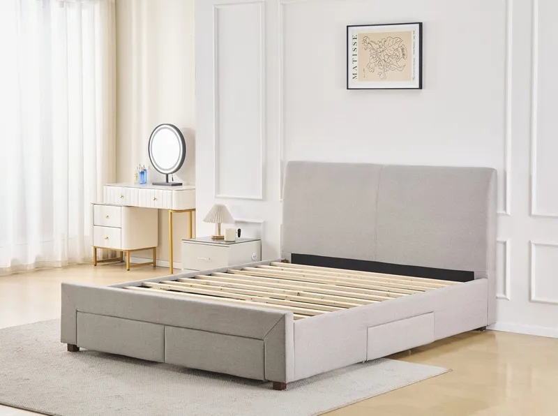 Sängram med förvaring 160 x 200 cm - Grå - Grå - Möbler - Säng - Sängram & sängstomme