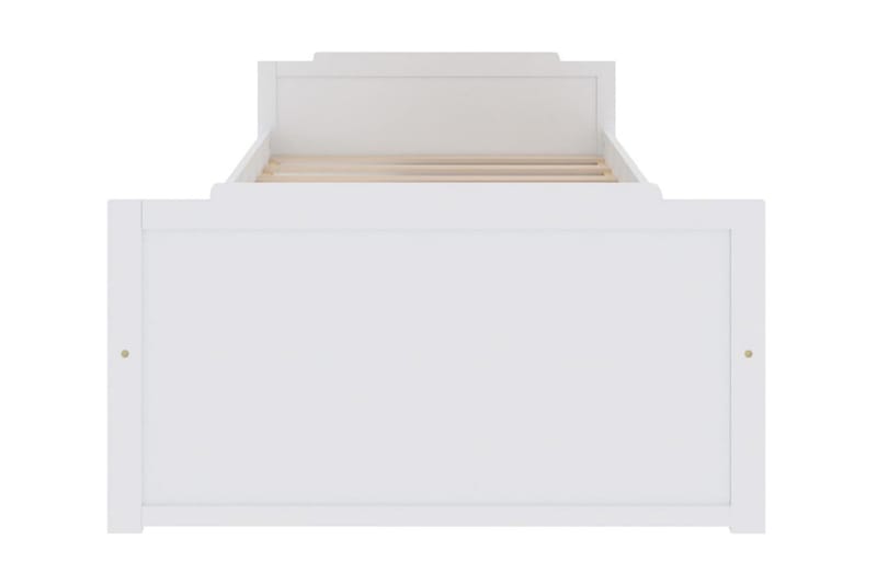 Sängram med lådor vit massiv furu 90x200 cm - Vit - Sängram & sängstomme