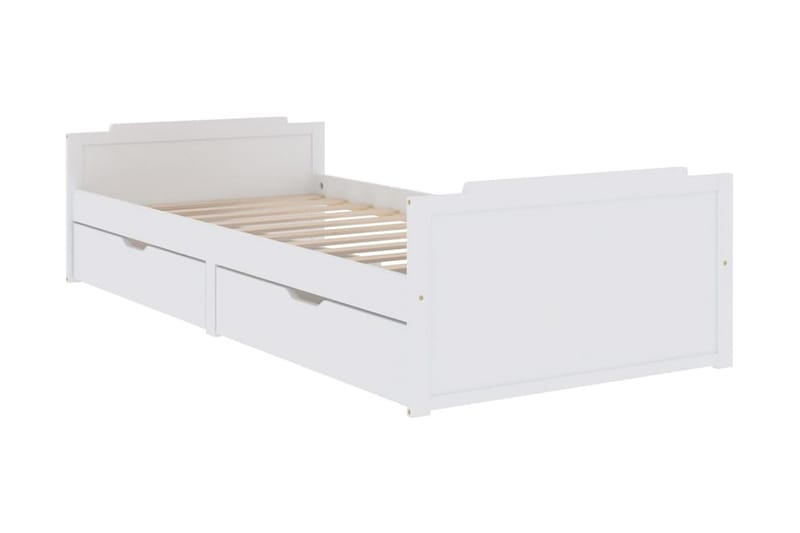 Sängram med lådor vit massiv furu 90x200 cm - Vit - Möbler - Säng - Sängram & sängstomme