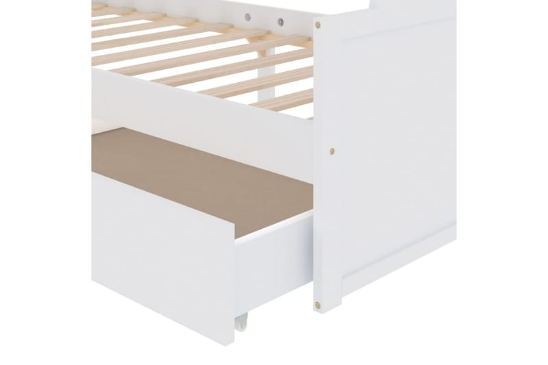 Sängram med lådor vit massiv furu 90x200 cm - Vit - Möbler - Säng - Sängram & sängstomme