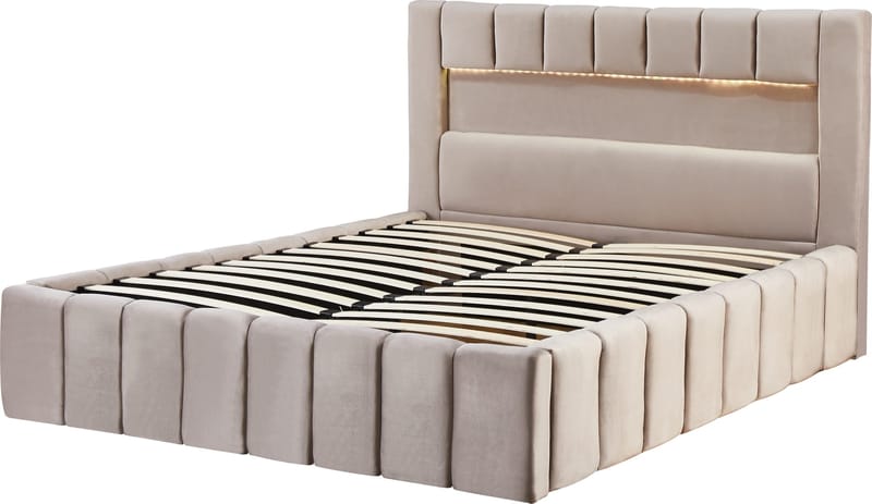 Sängram med led-belysning 180x200 cm, Beige