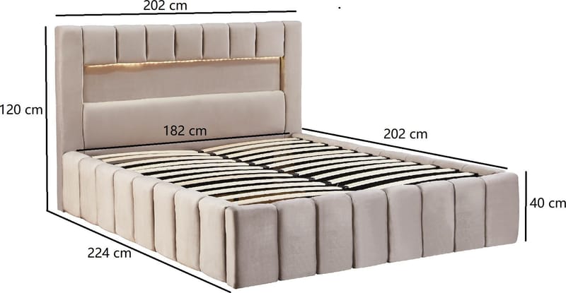Sängram med led-belysning 180x200 cm - Beige - Möbler - Säng - Sängram & sängstomme
