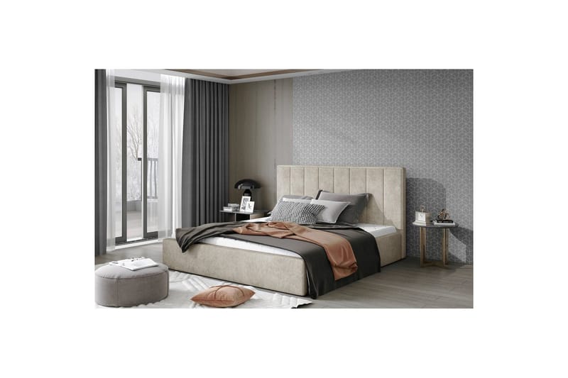 Sängram med stoppning Eltap Audrey fr. stål - Dora 21, Beige, 160x200 cm - Möbler - Säng - Sängram & sängstomme