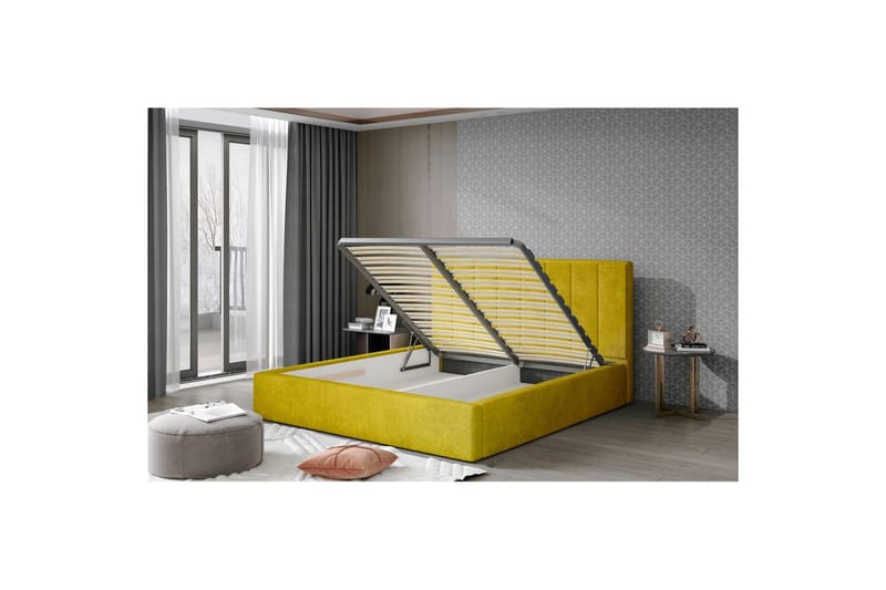 Sängram med stoppning Eltap Audrey fr. stål - Omega 68, Gul, 160x200 cm - Möbler - Säng - Sängram & sängstomme