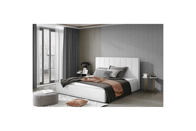 Sängram med stoppning Eltap Audrey i trä - Soft 17, Vit, 140x200 cm - Möbler - Säng - Sängram & sängstomme