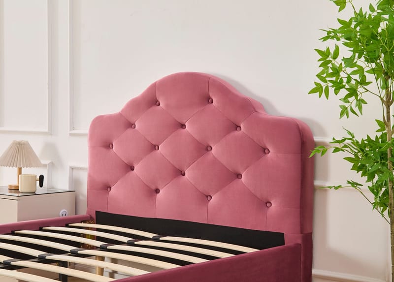 Sängram rosa inklusive sänggavel - 120 x 200 cm - Rosa - Möbler - Säng - Sängram & sängstomme