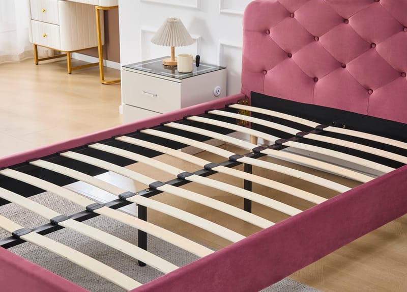 Sängram rosa inklusive sänggavel - 120 x 200 cm - Rosa - Möbler - Säng - Sängram & sängstomme