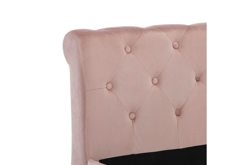 Sängram rosa sammet 100x200 cm - Rosa - Sängram & sängstomme