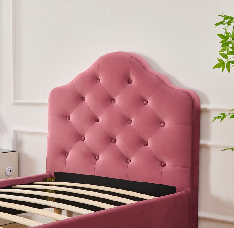 Sängram rosa sammet - 90 x 200 cm - Rosa - Möbler - Säng - Sängram & sängstomme