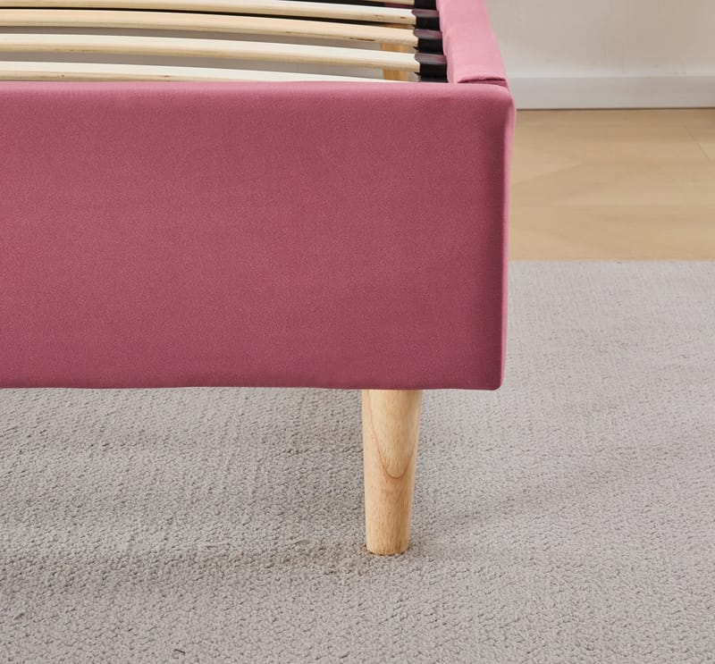 Sängram rosa sammet - 90 x 200 cm - Rosa - Möbler - Säng - Sängram & sängstomme