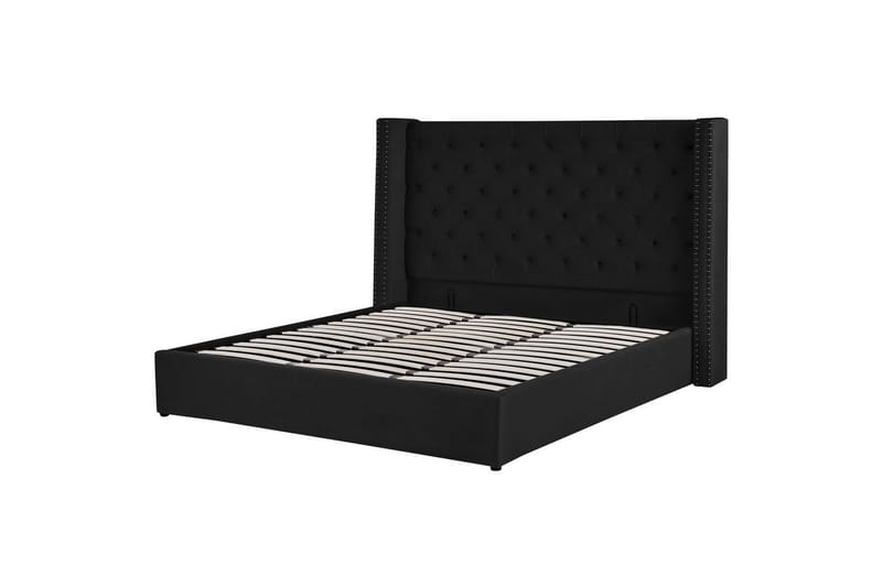 Sängram Säng med förvaring Lubbon Black||Silver 180x200 - Möbler - Säng - Sängram & sängstomme