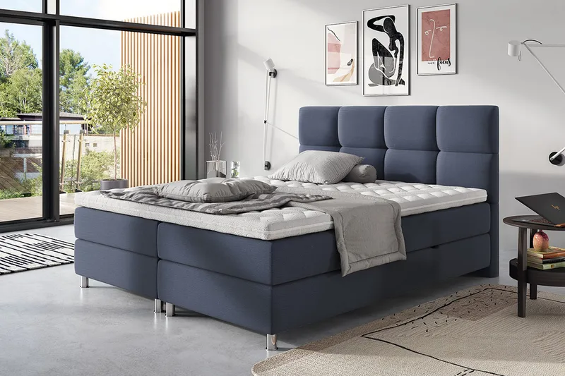 Adrianah Säng 200x200 cm - Blå/Grå/Vit - Möbler - Säng - Sängram & sängstomme