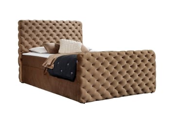 Almancil Komplett Sängpaket 140x200 cm med Sänggavel + Bäddmadrass med Fasthetsgrad Medium - Brun - Möbler - Säng - Sängram & sängstomme