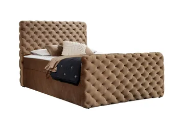 Almancil Komplett Sängpaket med Förvaring 160x200 cm i Sammet med Sänggavel + Bäddmadrass - Brun - Möbler - Säng - Sängram & sängstomme
