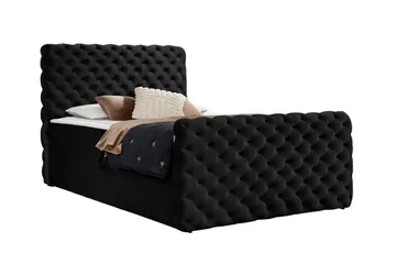 Almancil Komplett Sängpaket med Förvaring 180x200 cm i Sammet med Sänggavel + Bäddmadrass - Svart - Möbler - Säng - Sängram & sängstomme