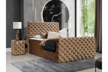 Almancil Sängram med Förvaring 120x200 cm i Sammet med Fasthetsgrad Medium - Brun - Möbler - Säng - Sängram & sängstomme