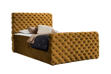 Almancil Sängram med Förvaring 120x200 cm i Sammet med Fasthetsgrad Medium - Gul - Möbler - Säng - Sängram & sängstomme