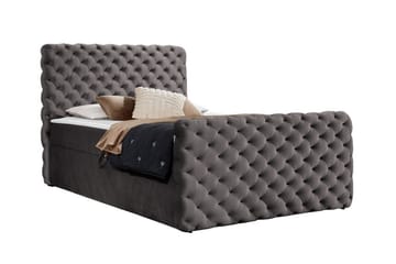Almancil Sängram med Förvaring 120x200 cm i Sammet med Fasthetsgrad Medium - Mörkgrå - Möbler - Säng - Sängram & sängstomme