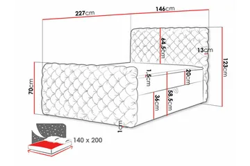 Almancil Sängram med Förvaring 140x200 cm i Sammet med Sänggavel - Mörkgrå - Möbler - Säng - Sängram & sängstomme