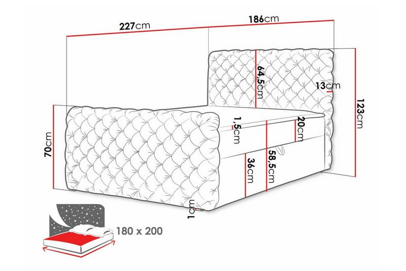 Almancil Sängram med Förvaring 180x200 cm i Sammet med Sänggavel - Taupe - Möbler - Säng - Sängram & sängstomme