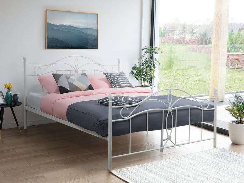 Antlia Dubbelsäng 180x200 cm i Metall med Sänggavel, Vit