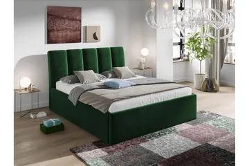 Aviemore Komplett Sängpaket 140x200 cm i Sammet med Förvaring + Sänggavel + Bäddmadrass - Grön - Möbler - Säng - Sängram & sängstomme