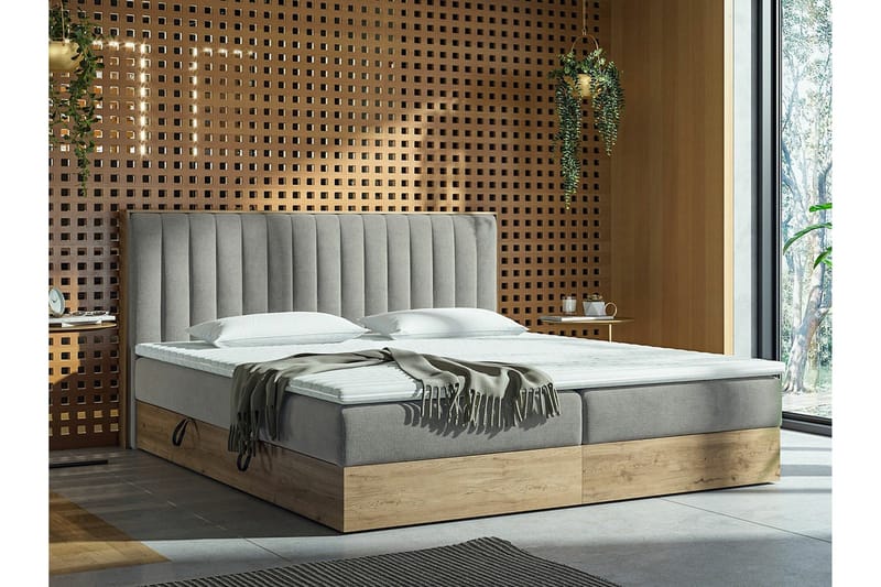 Aviemore Komplett Sängpaket 140x200 cm med Sänggavel + Bäddmadrass med Fasthetsgrad Medium - Ljusgrå - Möbler - Säng - Sängram & sängstomme
