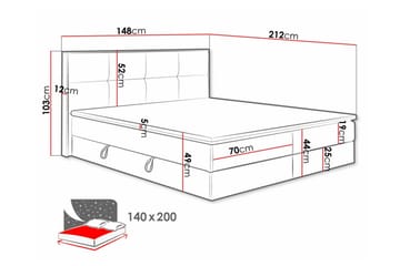 Aviemore Komplett Sängpaket 140x200 cm med Sänggavel + Bäddmadrass med Fasthetsgrad Medium - Mörkgrå - Möbler - Säng - Sängram & sängstomme